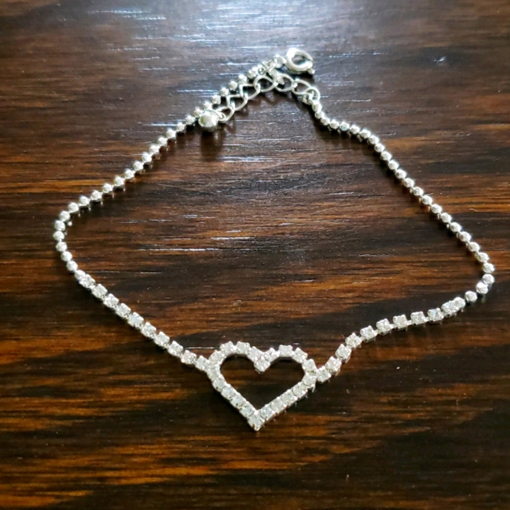 Silver Rhinestone Ankle Bracelet